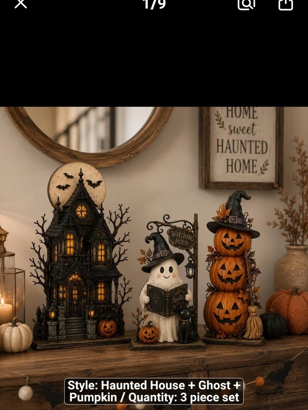New 2D Halloween Haunted House, Ghost & Pumpkin 3-Piece #1654-923